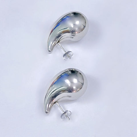 Silver Tear Drop Earrings - Stainless Steel