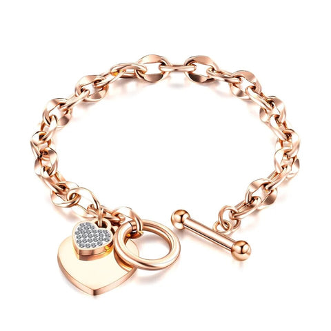 Rose Gold Charm Bracelet- Stainless Steel