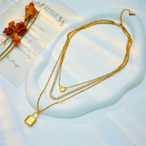 Layered Locket Necklace - Gold - Tarnish Free