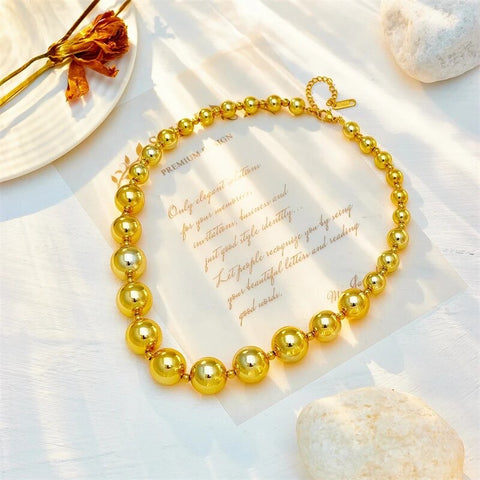 Gold Ball Necklace - Stainless Steel